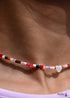 Boho Necklace, Seed Bead Choker, Pearl Heart